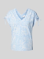 T-Shirt mit V-Ausschnitt von s.Oliver RED LABEL Blau - 1