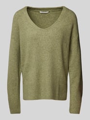 Relaxed fit gebreide pullover met V-hals van Tom Tailor Denim Groen - 28