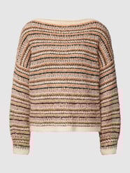 Gebreide pullover met all-over motief van Marc Cain Bruin - 36