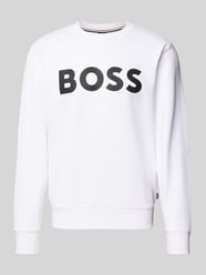 Sweatshirt mit Label-Print Modell 'Soleri' von BOSS Weiß - 14