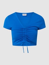 Cropped T-Shirt mit Raffungen Modell 'Asta' von Noisy May Blau - 8