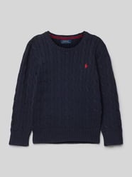 Strickpullover mit Logo-Stitching von Polo Ralph Lauren Kids Blau - 10