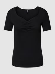 T-shirt met hartvormige hals, model 'TANIA' van Pieces Grijs / zwart - 6