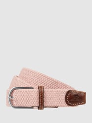 Gevlochten riem met leren details  van Billybelt Roze - 24
