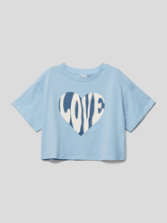 Cropped T-Shirt mit Statement-Motiv-Print von Mango Blau / Türkis - 14