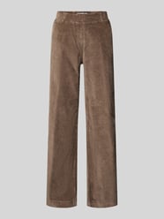 Slim fit corduroy broek met elastische band, model 'Pam Flared' van Raphaela By Brax Beige - 1