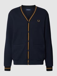 Kurtka z dzianiny z wyhaftowanym logo model ‘Pique’ od Fred Perry Niebieski - 31