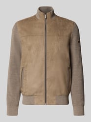 Gebreid jack met ritssluiting en labeldetail van bugatti Beige - 8
