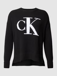Loose fit gebreide pullover van katoen met labeldetail van Calvin Klein Jeans Zwart - 25