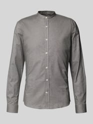 Slim fit vrijetijdsoverhemd met opstaande kraag, model 'Oxford' van Lindbergh Grijs / zwart - 39