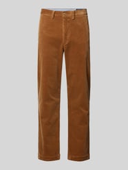 Stretch straight fit corduroy broek met riemlussen, model 'BEDFORD' van Polo Ralph Lauren Rood - 21