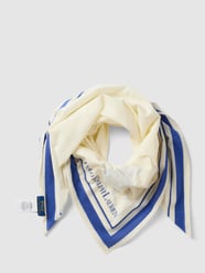 Szal z paskami w kontrastowym kolorze model ‘PONY’ od Polo Ralph Lauren Biały - 8