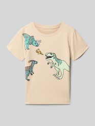 męski t-shirt w kroju regular fit z nadrukiem z motywem na całej powierzchni od Blue Seven - 4