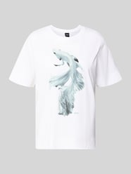 T-shirt z czystej bawełny o kroju regular fit model 'ELPHA' od BOSS - 32