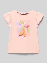 t-shirt z nadrukiem z motywem i cekinami od Mayoral Fuksjowy - 7