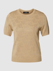 Strickshirt mit Allover-Label-Print  Modell 'JAMYZAH' von Lauren Ralph Lauren Beige - 32