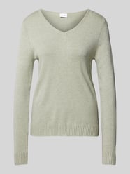 Gebreide pullover met V-hals, model 'Viril' van Vila Groen - 8