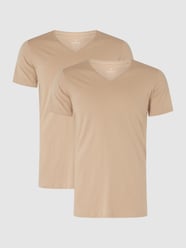 T-shirt o kroju body fit z bawełny pima w zestawie 2 szt. od RAGMAN Beżowy - 21