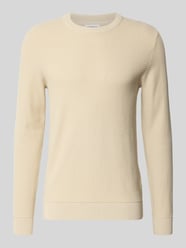 Gebreide pullover met structuurmotief en ronde hals van Lindbergh Beige - 35