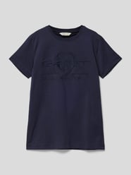 T-shirt met labelstitching, model 'TONAL' van Gant Blauw - 34