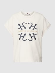 T-shirt z nadrukiem z logo model ‘ROPE’ od Tommy Hilfiger Biały - 11