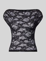 Slim fit T-shirt van kant met asymmetrisch design van Gina Tricot - 42