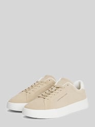 Sneaker mit Logo Detail aus echtem Leder von Tommy Hilfiger Beige - 3