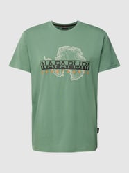 T-shirt z nadrukiem z logo i okrągłym dekoltem od Napapijri Zielony - 26