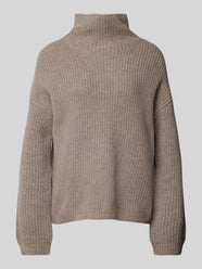 Sweter z dzianiny z golfem model ‘LONA’ od 0039 Italy Brązowy - 33