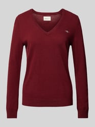 Wollpullover mit V-Ausschnitt von Gant Bordeaux - 25