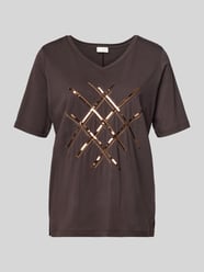T-shirt met pailletten en V-hals van Milano Italy - 32