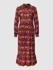 Midikleid mit Allover-Muster Modell 'Retroflower Maxi Dress' von Milano Italy Braun - 14