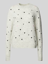 Regular Fit Strickpullover mit Herz-Stickereien von Tom Tailor Denim Beige - 8