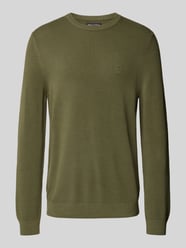 Gebreide pullover met labelstitching van Marc O'Polo Groen - 17