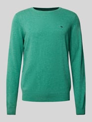 Gebreide pullover met labelstitching van Fynch-Hatton Groen - 24