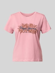 T-shirt o pudełkowym kroju z czystej bawełny model 'CRISTINA' od Pepe Jeans Fuksjowy - 12
