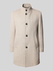 Regular fit lange jas van wolmix met knoopsluiting van bugatti Beige - 7