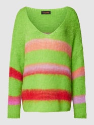 Gebreide pullover van een mix van wol en mohair met streepmotief van miss goodlife Groen - 41