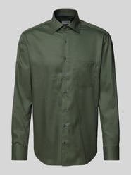 Modern fit zakelijk overhemd met kentkraag van Eterna Groen - 45