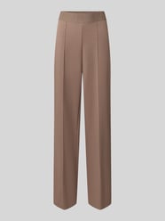 straight fit broek van viscosemix met logodetail van monari Beige - 35
