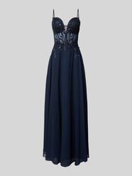 Abendkleid mit Zierstein- und Paillettenbesatz von Luxuar Blau - 45