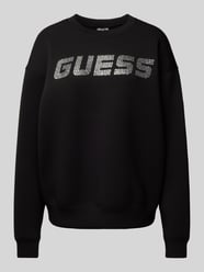 Sweatshirt mit Strasssteinbesatz Modell 'CECILIA' von Guess Activewear Schwarz - 27