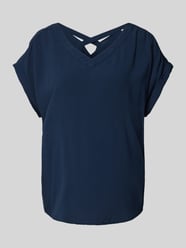 T-Shirt mit abgerundetem V-Ausschnitt von s.Oliver RED LABEL Blau - 34