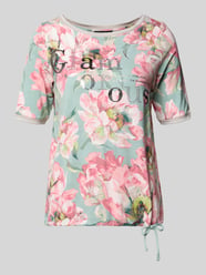 t-shirt z mieszanka wiskozy i elastanu z nadruk z napisem od Betty Barclay Fuksjowy - 22