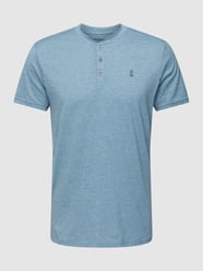 T-Shirt in Melange-Optik Modell 'Granddad' von NO EXCESS Blau - 10