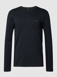 Longsleeve mit Label-Detail Modell 'CURVED' von BOSS Green Blau / Türkis - 15