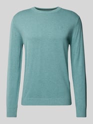 Sweter z dzianiny z wyhaftowanym logo model ‘BASIC’ od Tom Tailor Zielony - 42