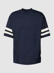 Oversized T-Shirt mit Kontraststreifen von Tom Tailor Denim Blau - 12