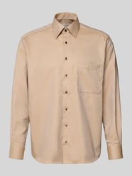 Comfort fit zakelijk overhemd van katoen met kentkraag van ETERNA Beige - 8