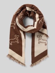 Schal mit Fransen und Allover-Muster Modell 'SEPTEMBER' von MORE & MORE - 3